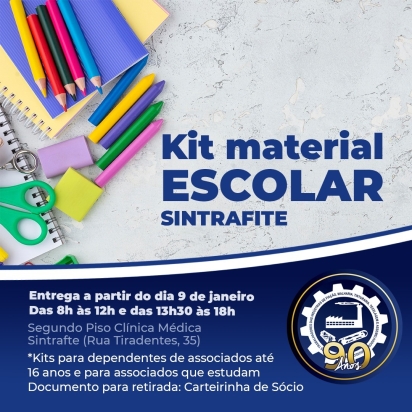 Sintrafite realiza distribuição de Kits Escolares para associados e dependentes